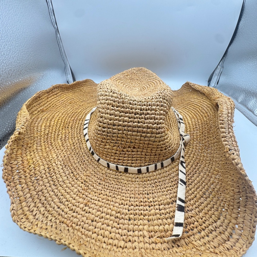 Hat Attack Sun Hat Millie Continental Beach Day Raffia Straw Floppy Wide Brim - Picture 3 of 10